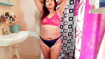 Sexy Indian Housewife With Short Hair Strips Down To Her Sexy Bra