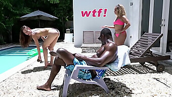 Interracial Couple Enjoys Poolside Sex With A Well-Endowed Black Man